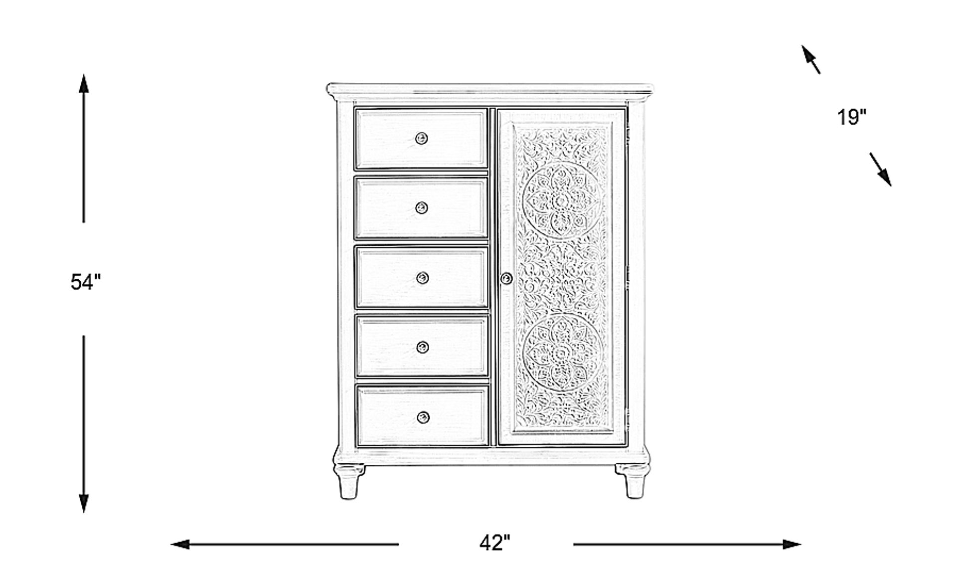 Dimension Image. Please refer to the Dimension Tab on this page for dimension details.