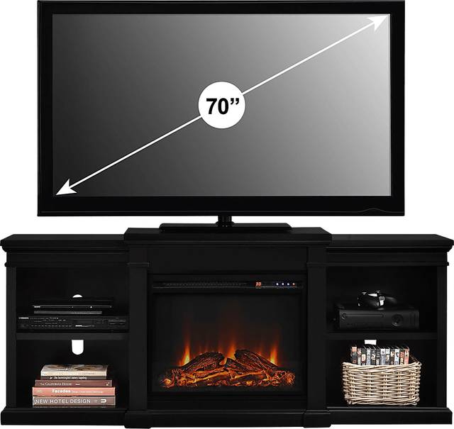 Coromell Black 65 in. Console with Electric Fireplace - Thumbnail - Image 2