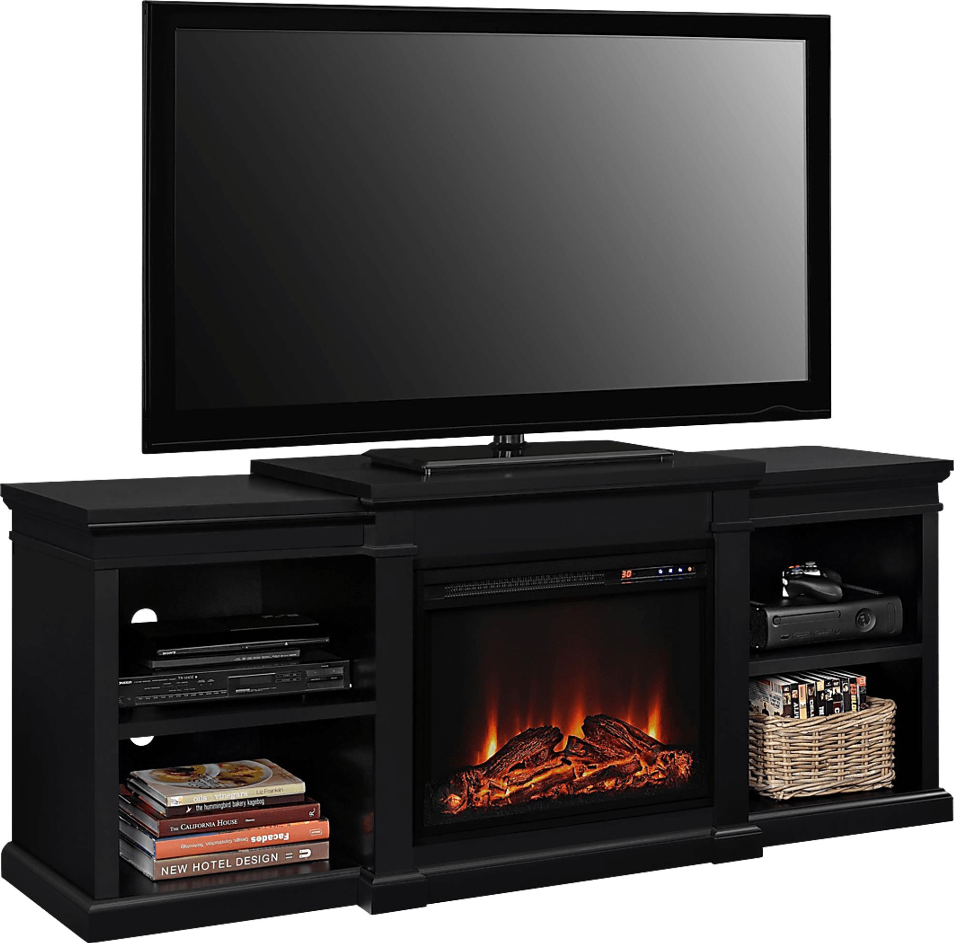 Coromell Black 65 in. Console with Electric Fireplace - Image 4