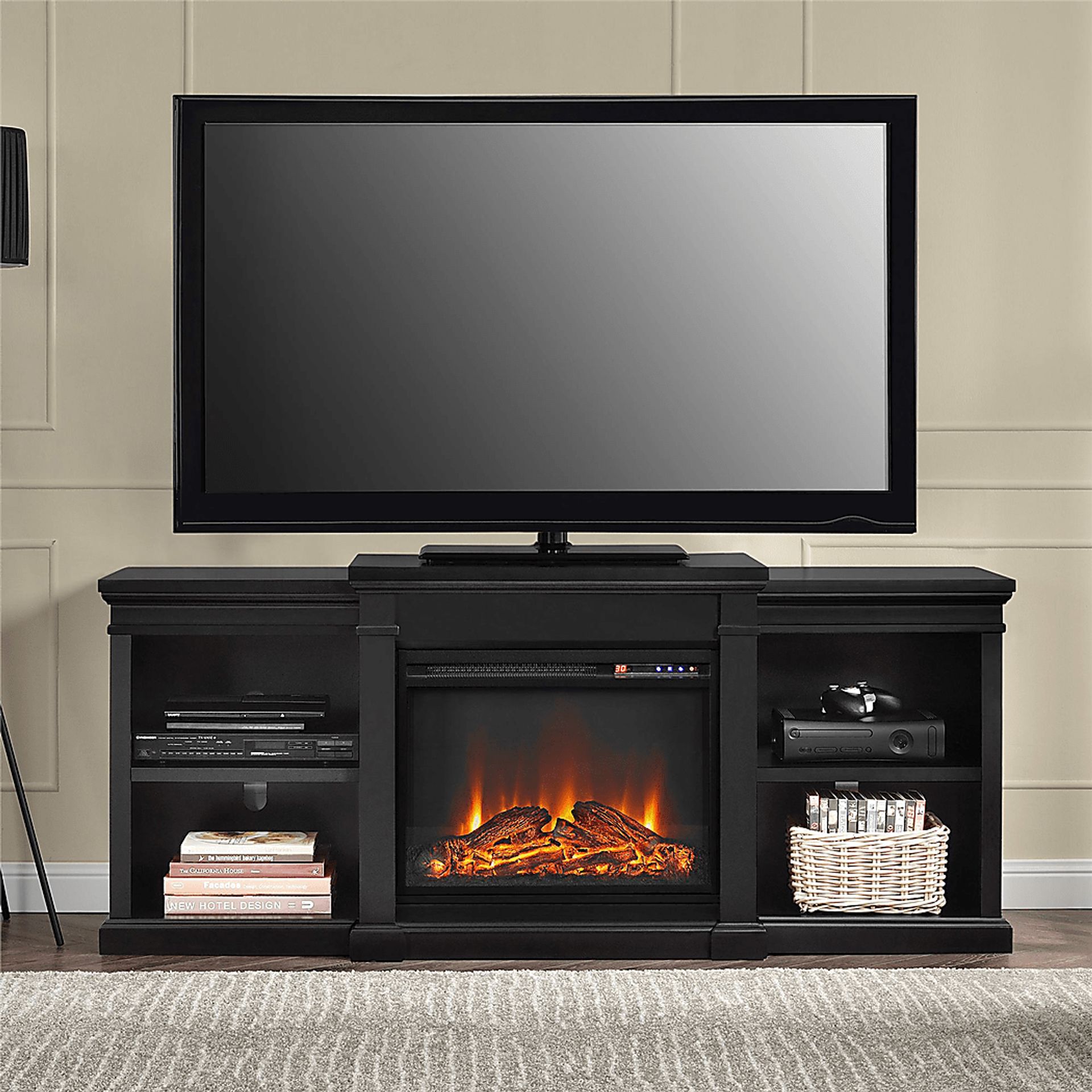 Coromell Black 65 in. Console with Electric Fireplace - Image 7