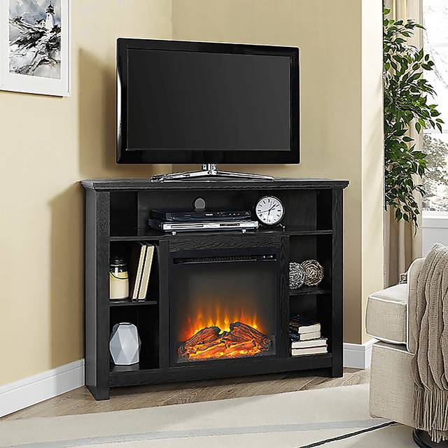 Corona Black 44 in. Console with Electric Fireplace - Thumbnail - Image 2