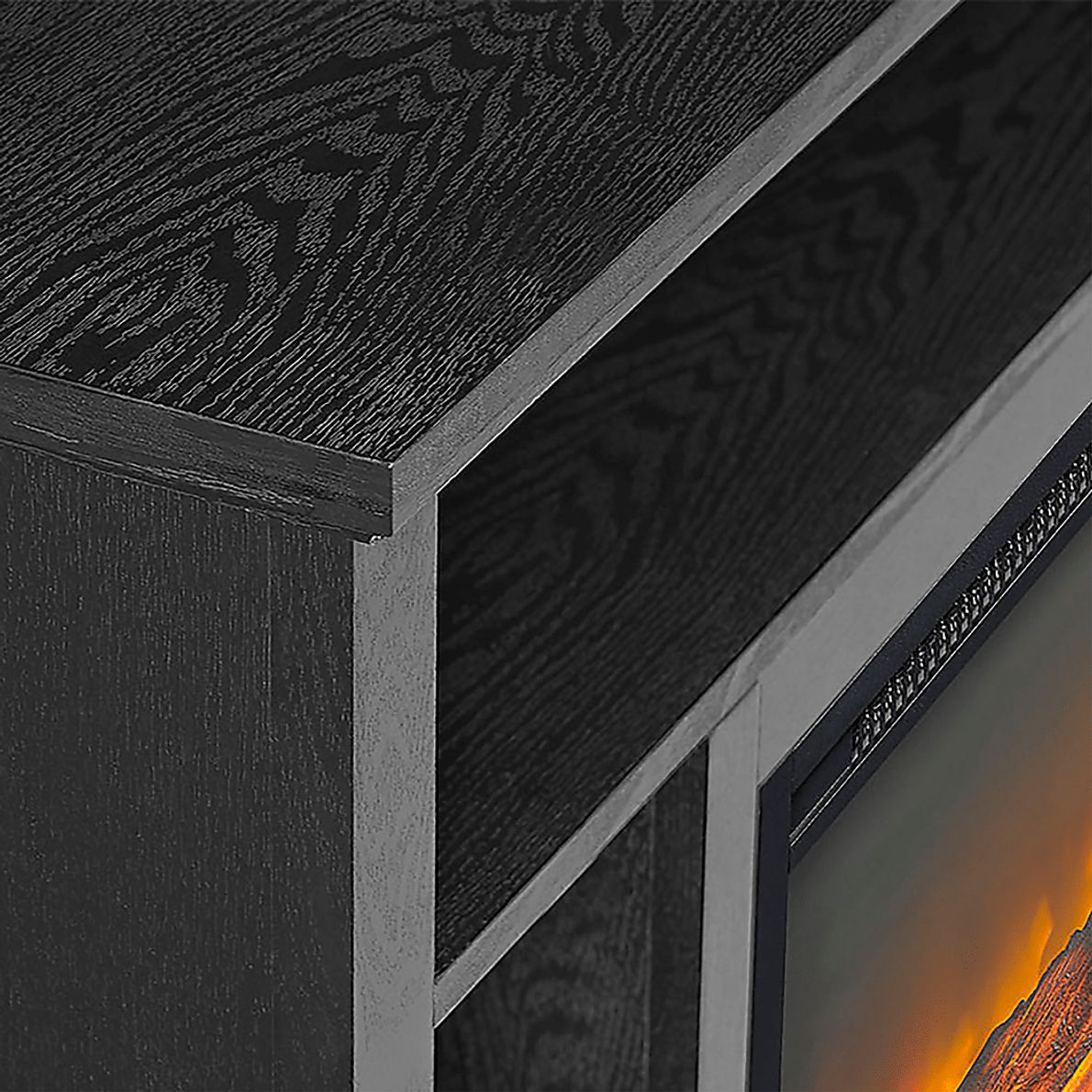 Corona Black 44 in. Console with Electric Fireplace
