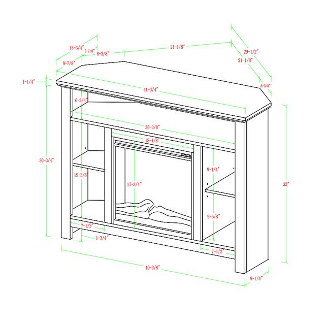 Corona Black 44 in. Console with Electric Fireplace - Thumbnail - Image 4