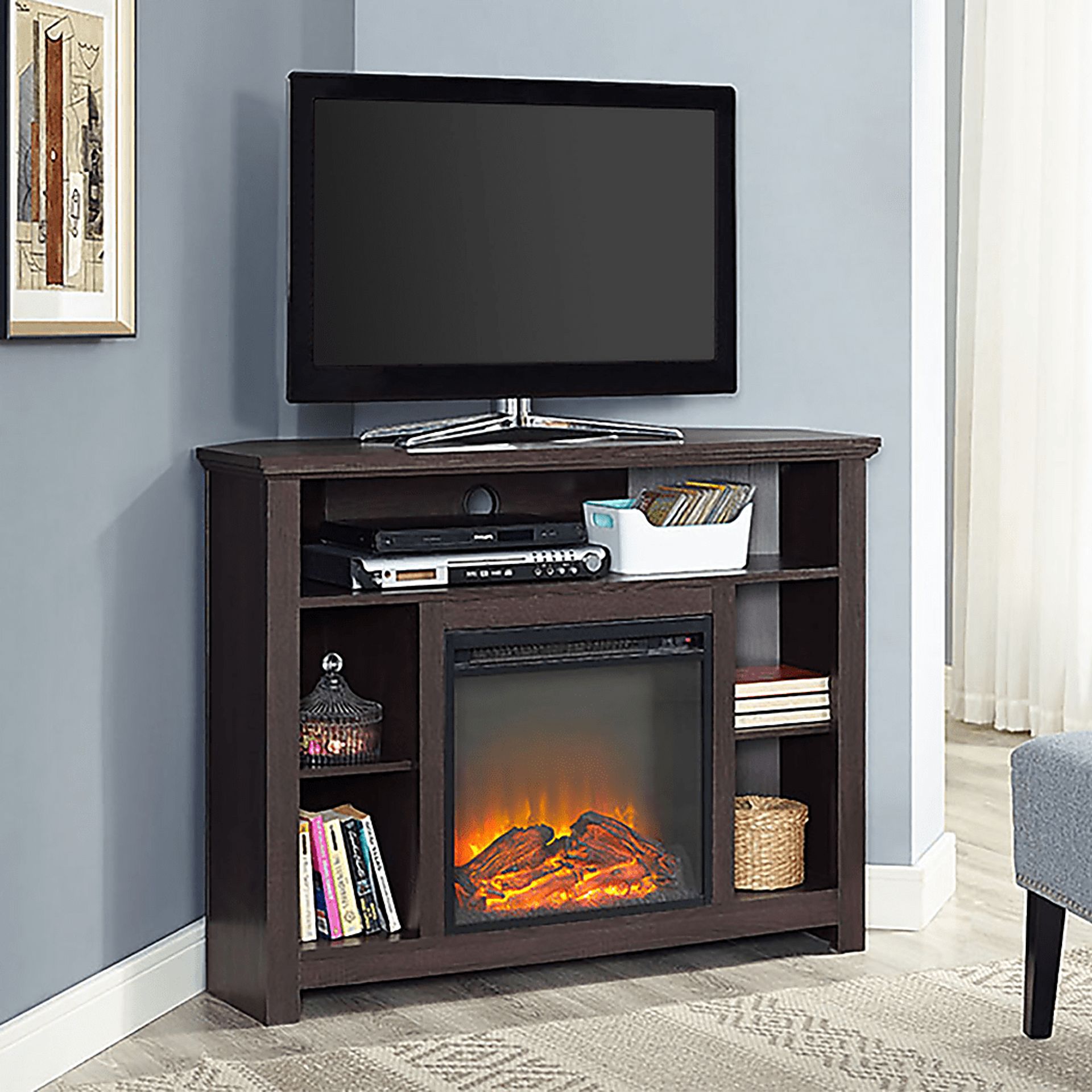 Corona Brown 44 in. Console with Electric Fireplace - Image 3