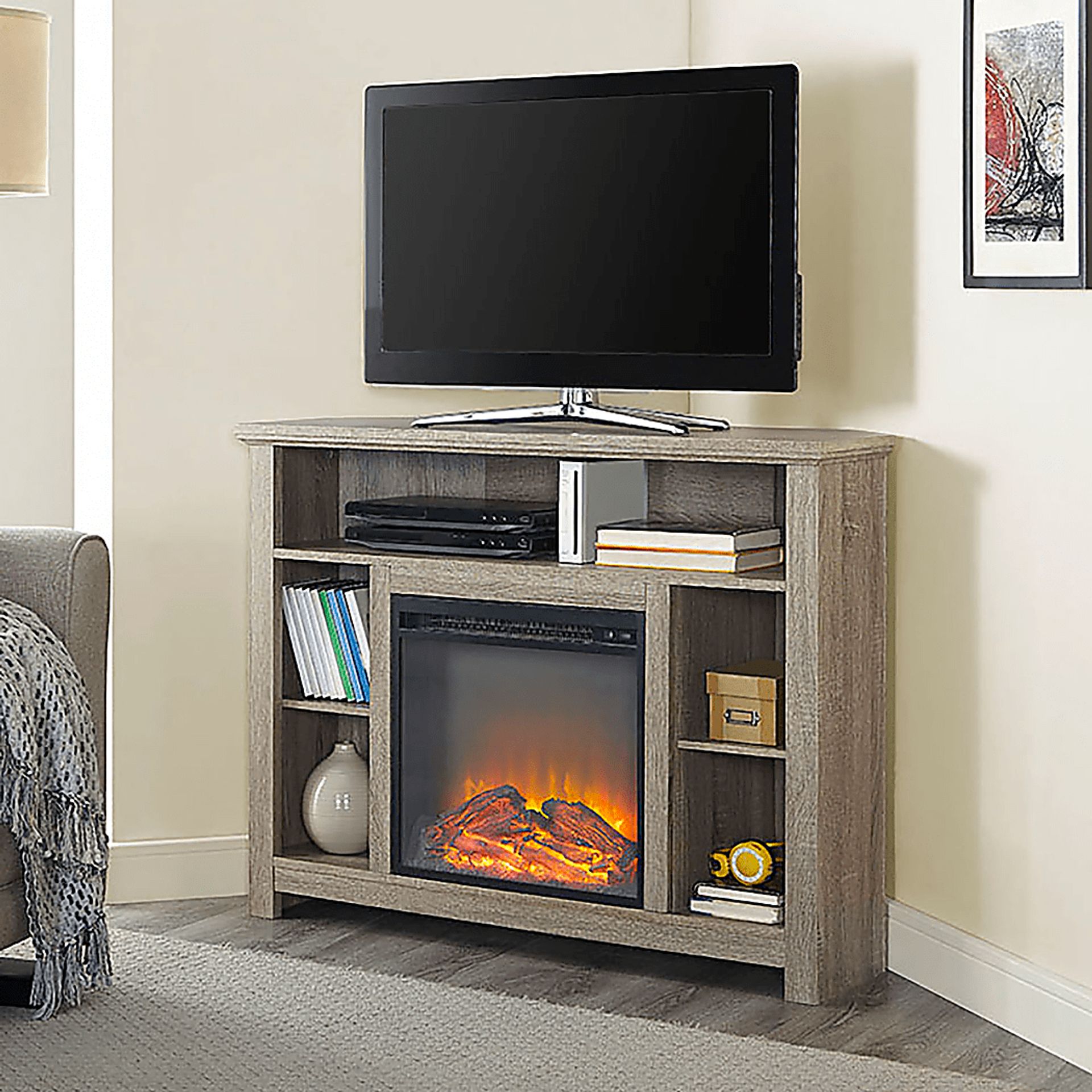 Corona Gray 44 in. Console with Electric Fireplace - Image 3