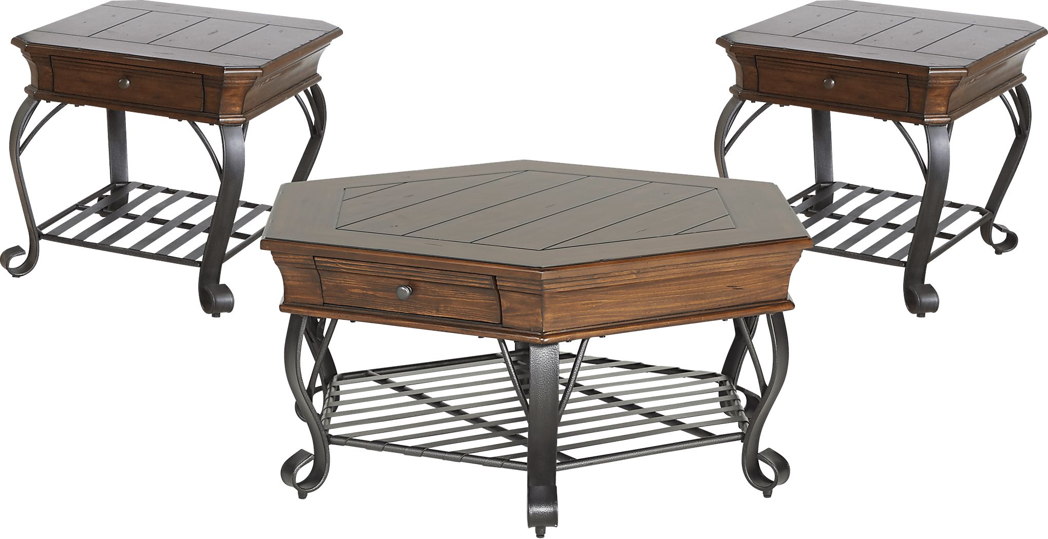 Coronado Bay Brown Cherry Dark Wood 3 Pc Table Set | Rooms to Go
