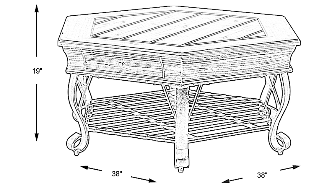 Coronado Bay Pine Hexagon Cocktail Table