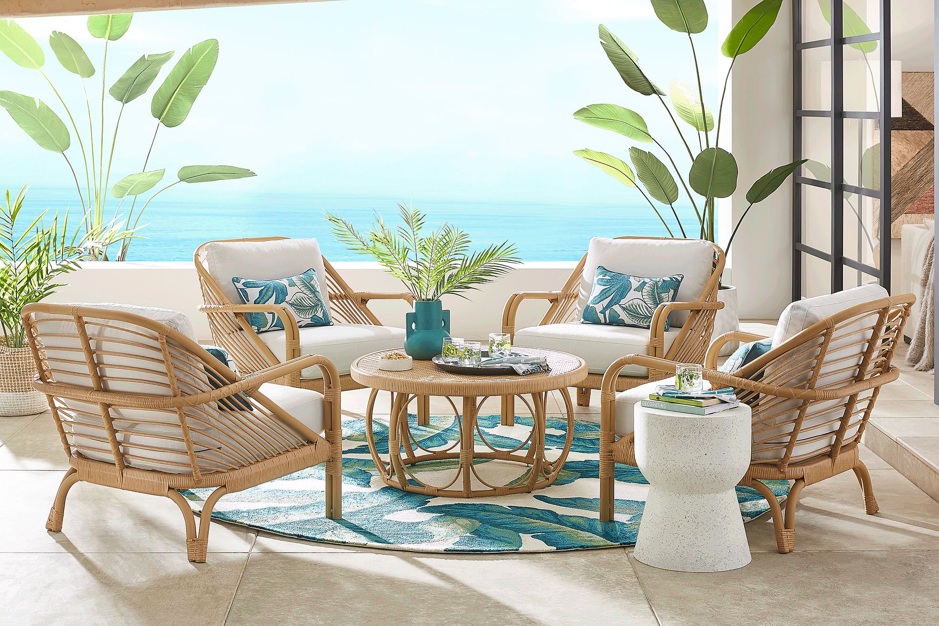 Coronado Sandstone Round Outdoor Cocktail Table - Image 2