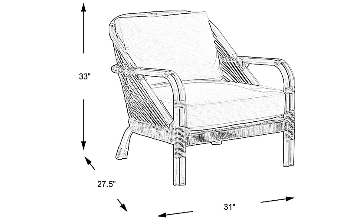 Coronado Sandstone Outdoor Chat Chair with Indigo Cushions