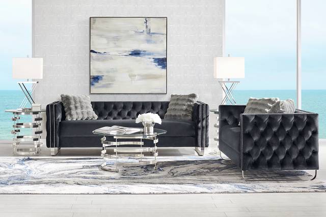 Corrella Black Loveseat - Thumbnail - Image 2