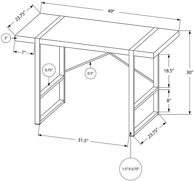 Corryville Taupe Desk - Thumbnail - Image 3