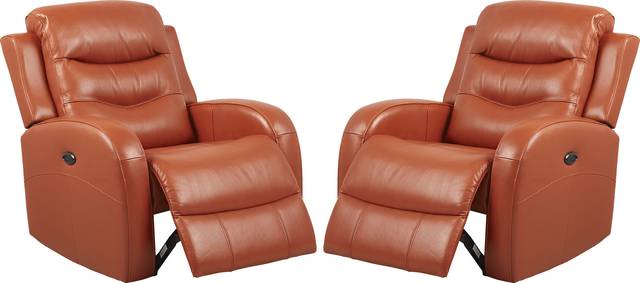 Corseca Terracotta Leather Power Recliner - Set of 2 - Thumbnail - Image 1