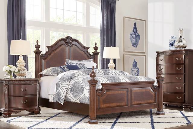 Cortinella Brown Cherry 5 Pc Queen Poster Bedroom - Thumbnail - Image 1