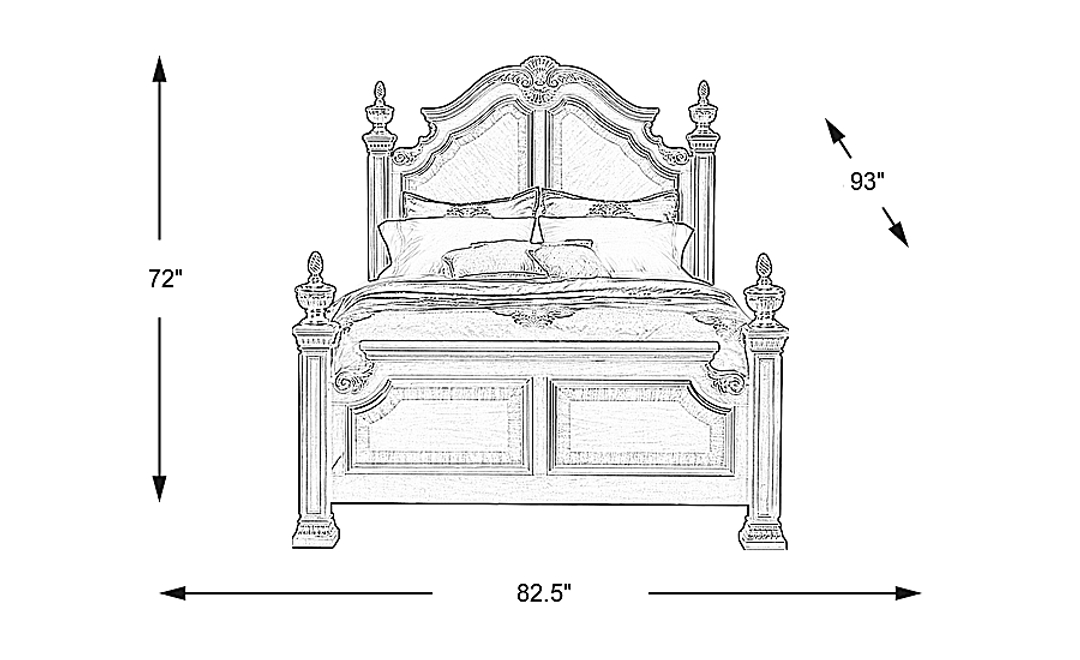 Cortinella Cherry 3 Pc King Poster Bed