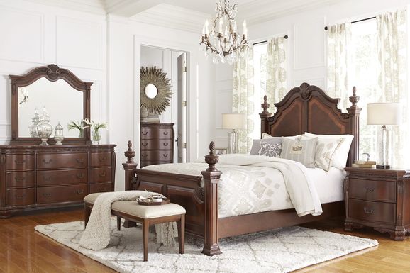 Cherry wood 4 poster deals bedroom set