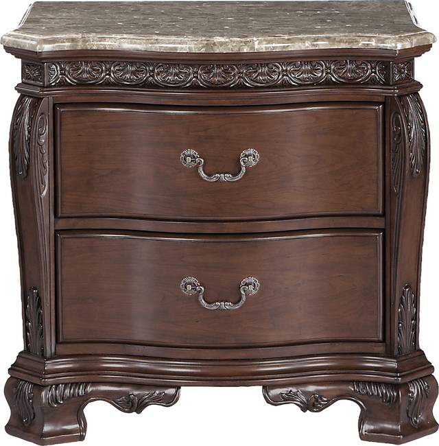Cortinella Cherry Marble Top Nightstand - Thumbnail - Image 1