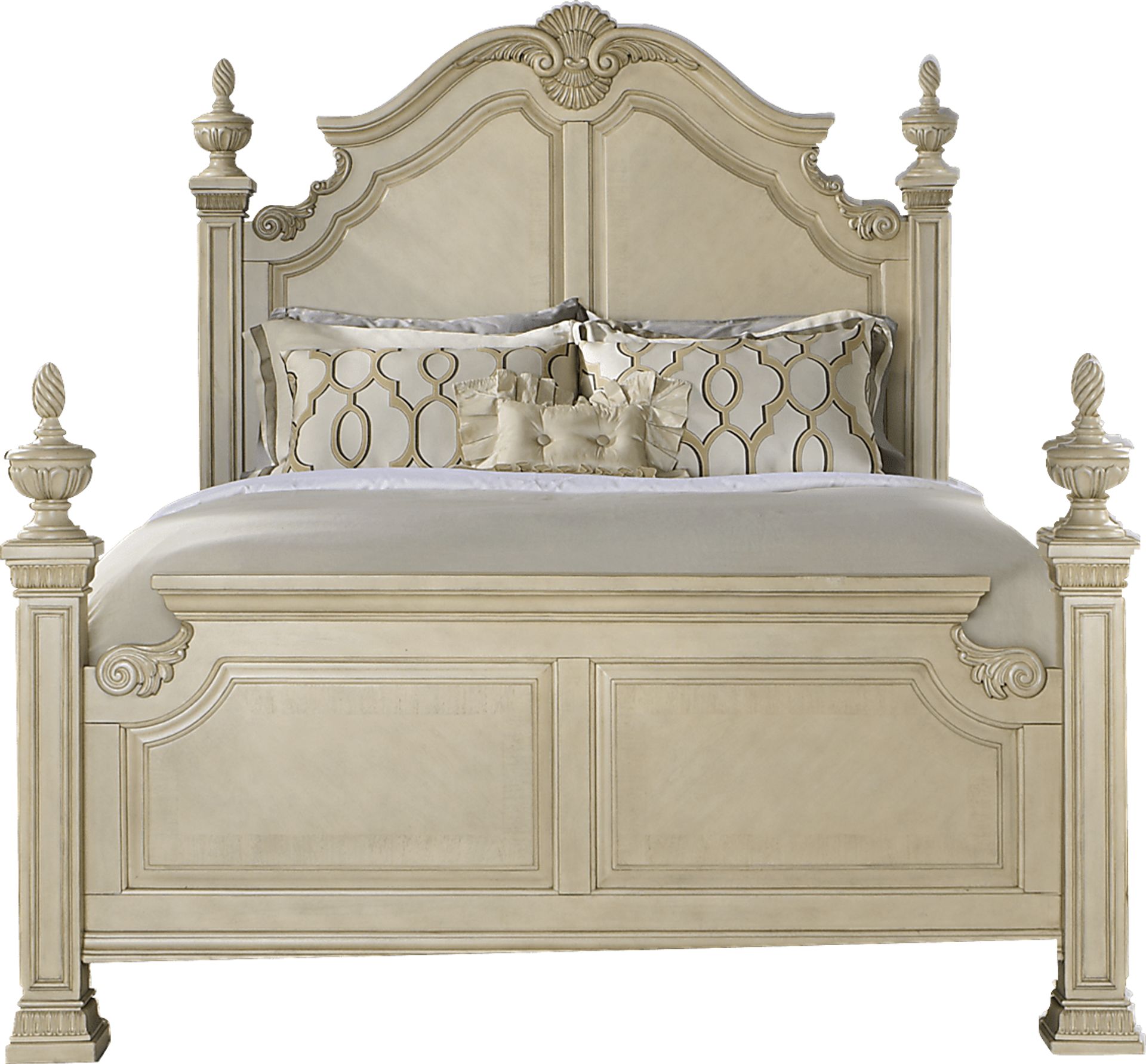 Cortinella Cream 3 Pc Queen Poster Bed - Image 1