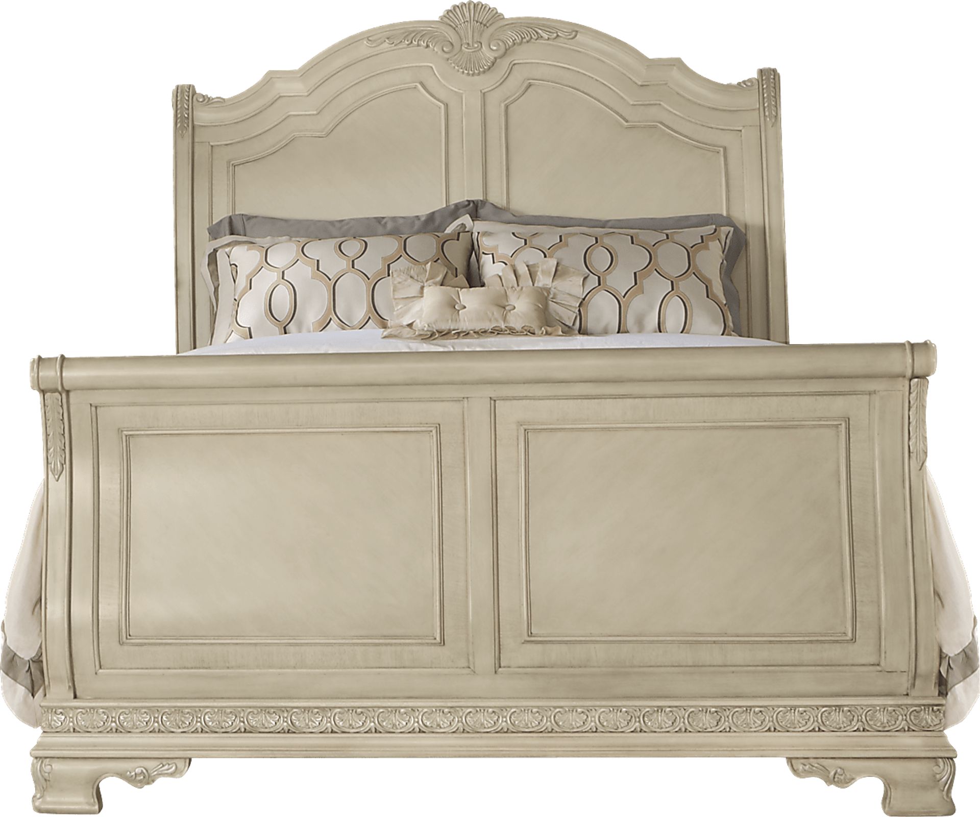Cortinella Cream 3 Pc Queen Sleigh Bed - Image 1