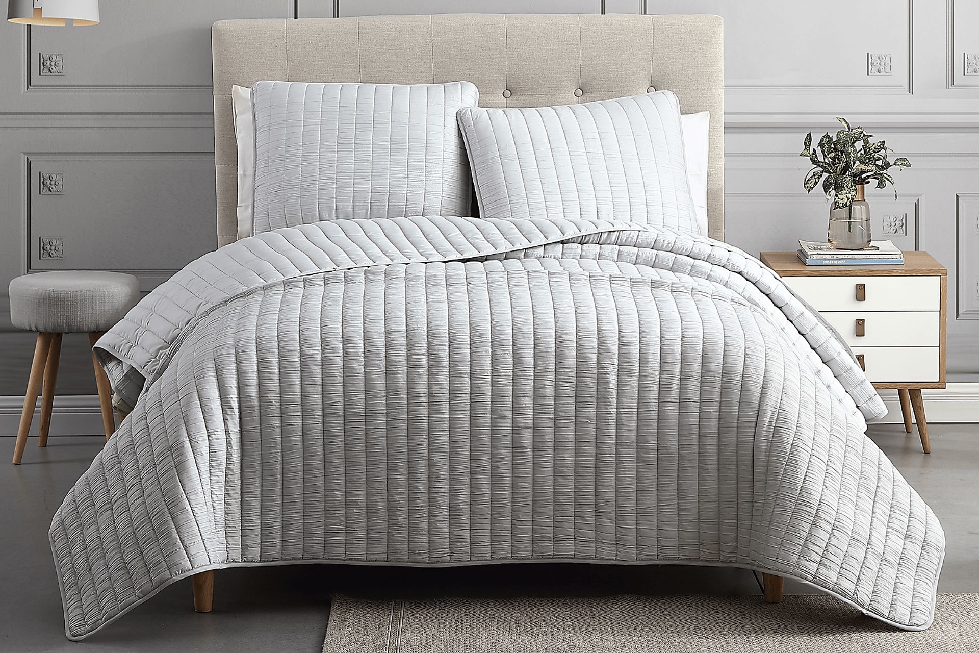 Corvair Light Gray 3 Pc Queen Coverlet Set - Image 1