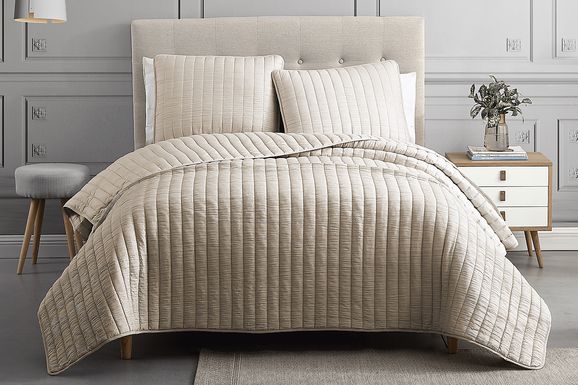 Corvair Tan 3 Pc Queen Coverlet Set