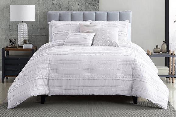Cosgrave White Gray 6 Pc Queen Comforter Set