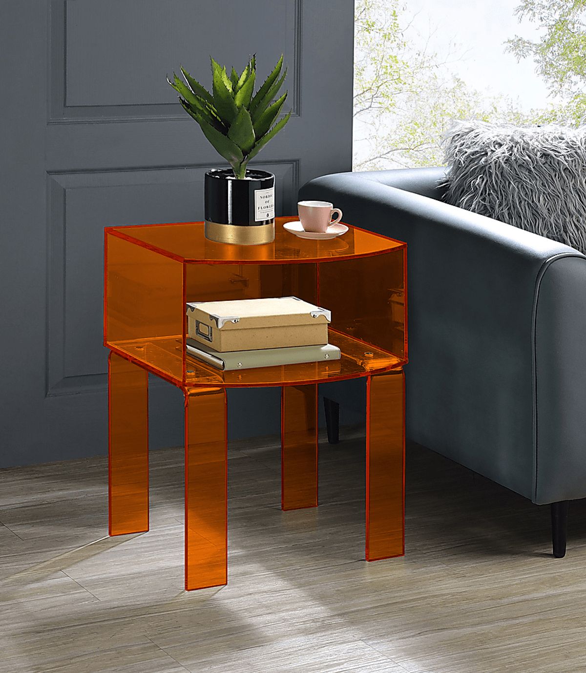 Cosma Orange Colors Acrylic Fabric End Table | Rooms to Go