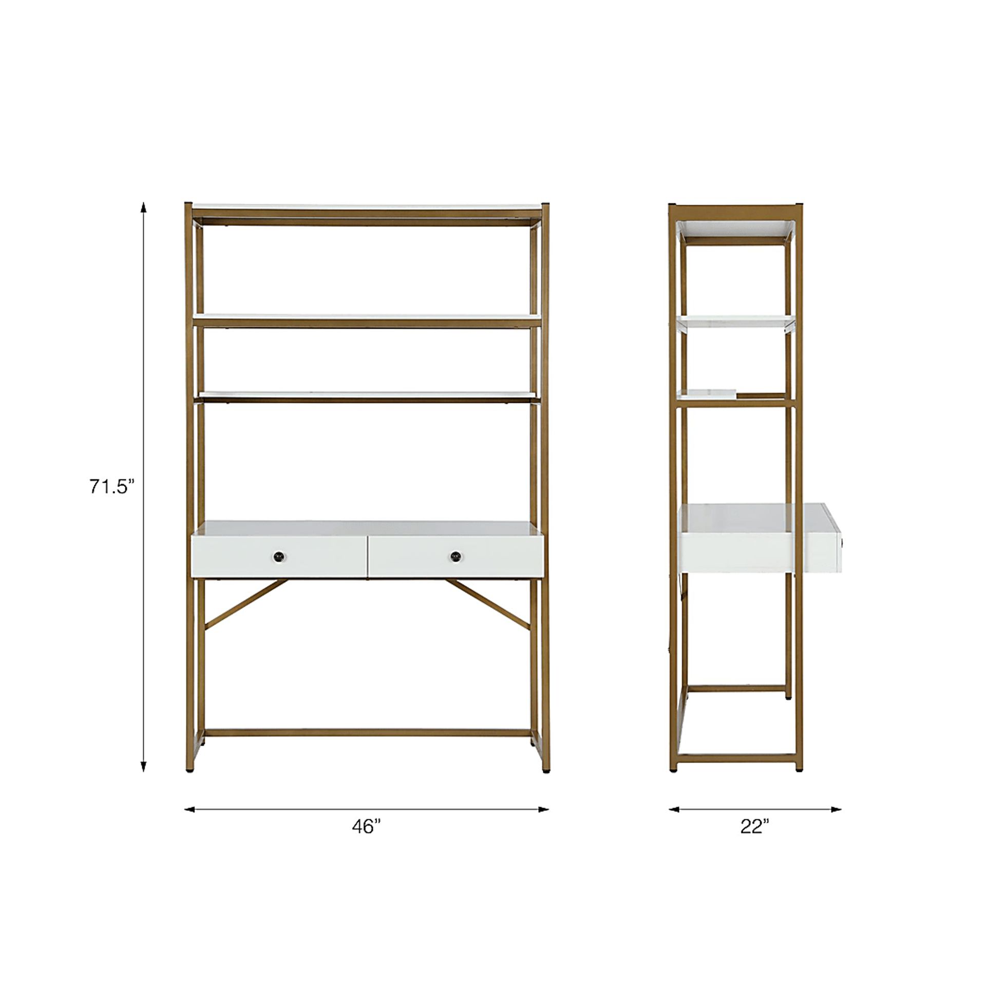 CosmoLiving Billie Metal Desk Etagere White and Gold - Image 12