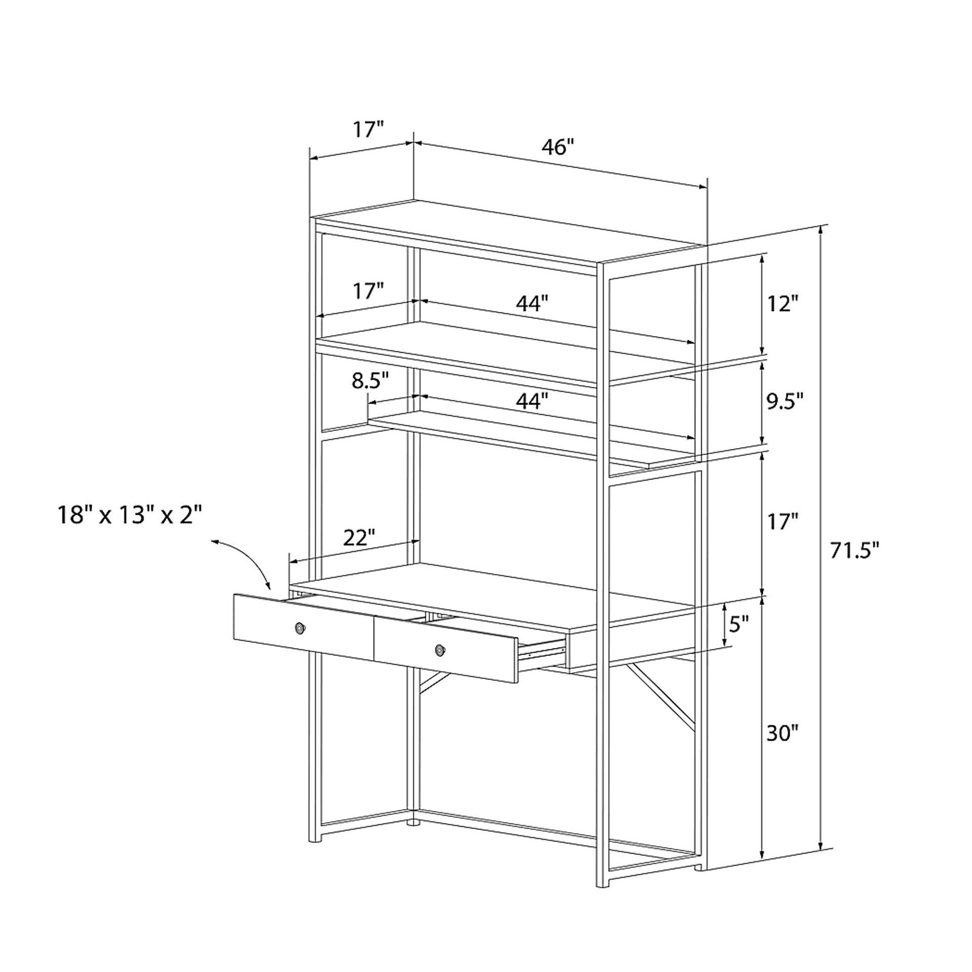 CosmoLiving Billie Metal Desk Etagere White and Gold - Image 13