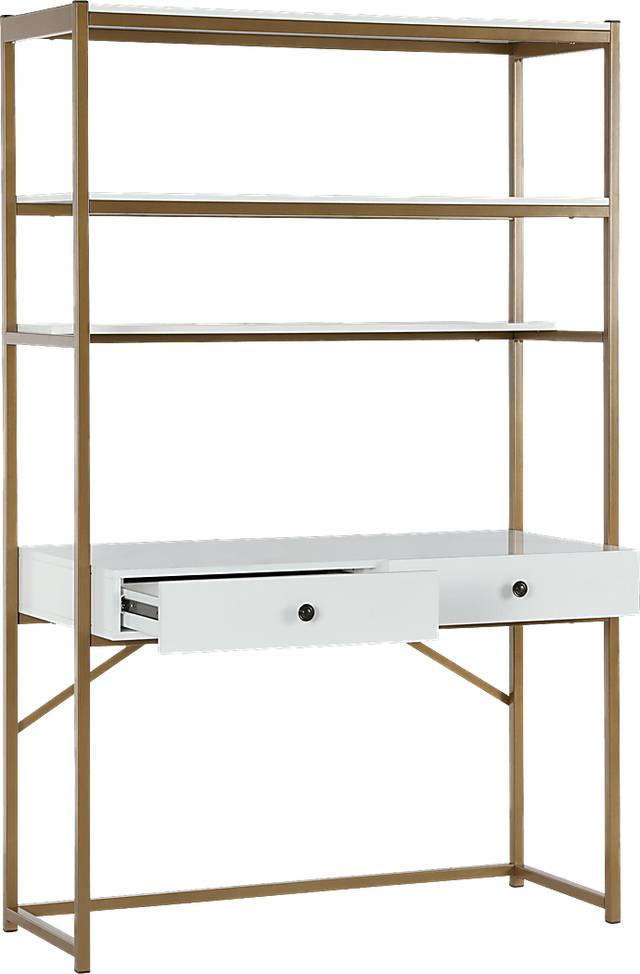 CosmoLiving Billie Metal Desk Etagere White and Gold - Thumbnail - Image 2