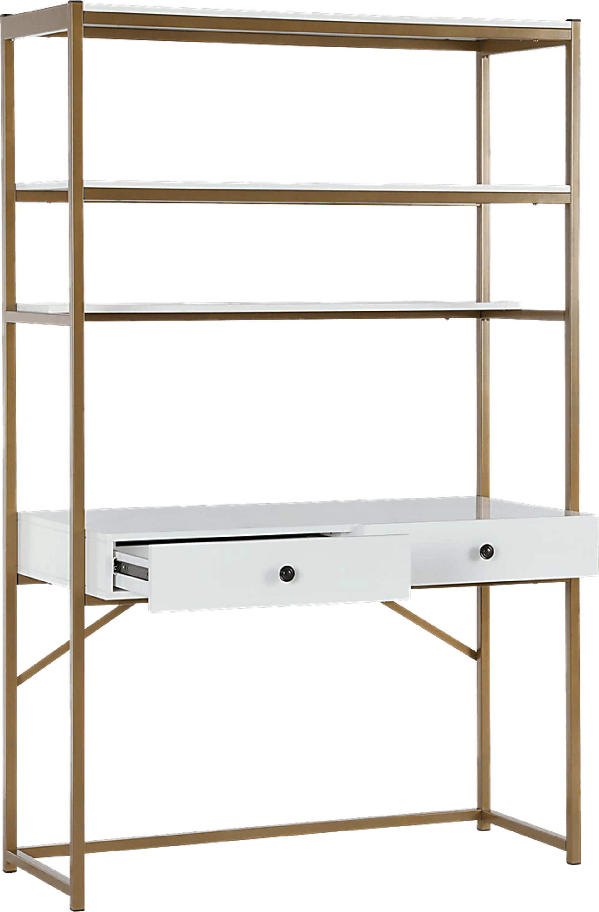 CosmoLiving Billie Metal Desk Etagere White and Gold - Image 2