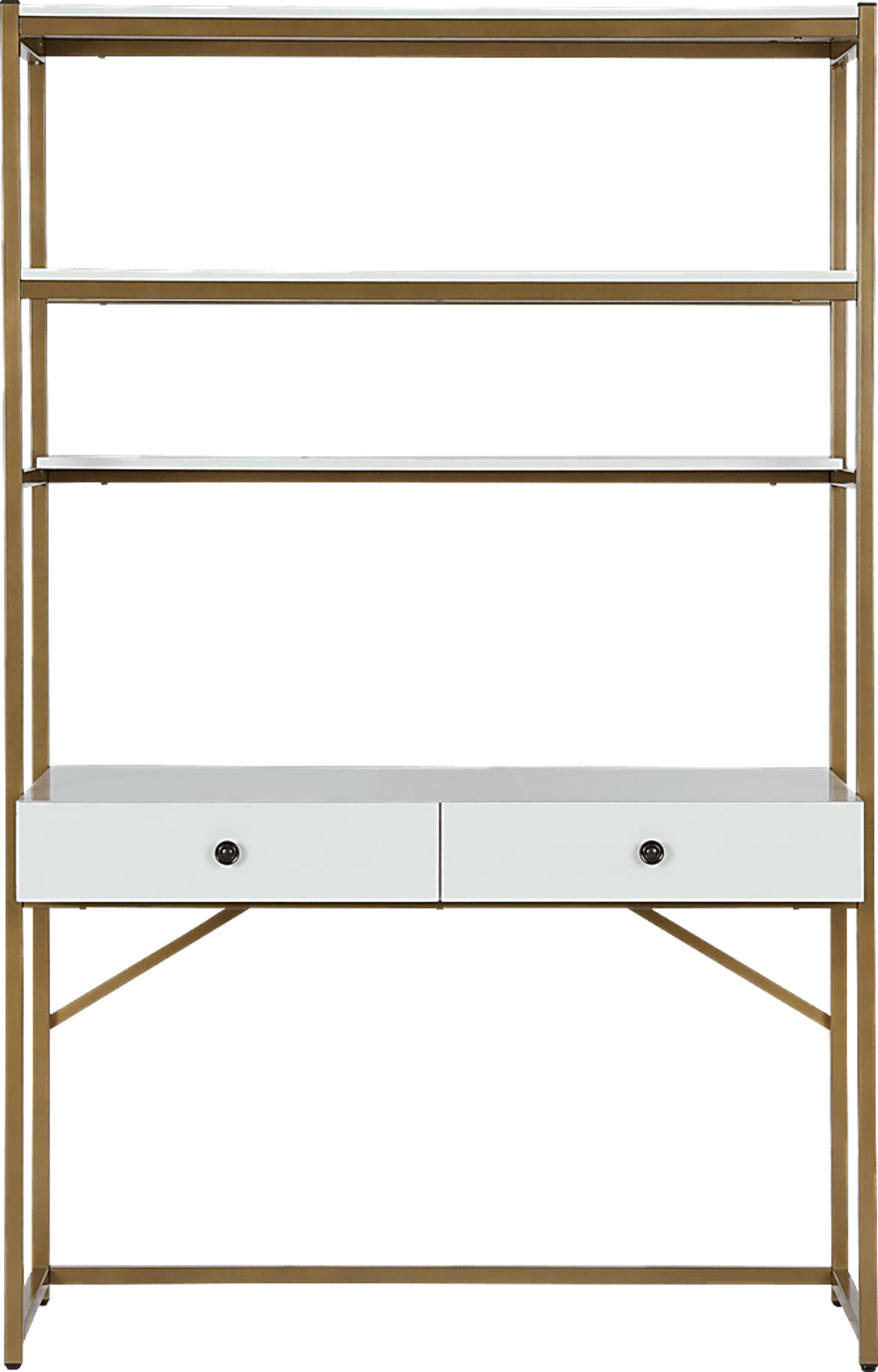 CosmoLiving Billie Metal Desk Etagere White and Gold - Image 3