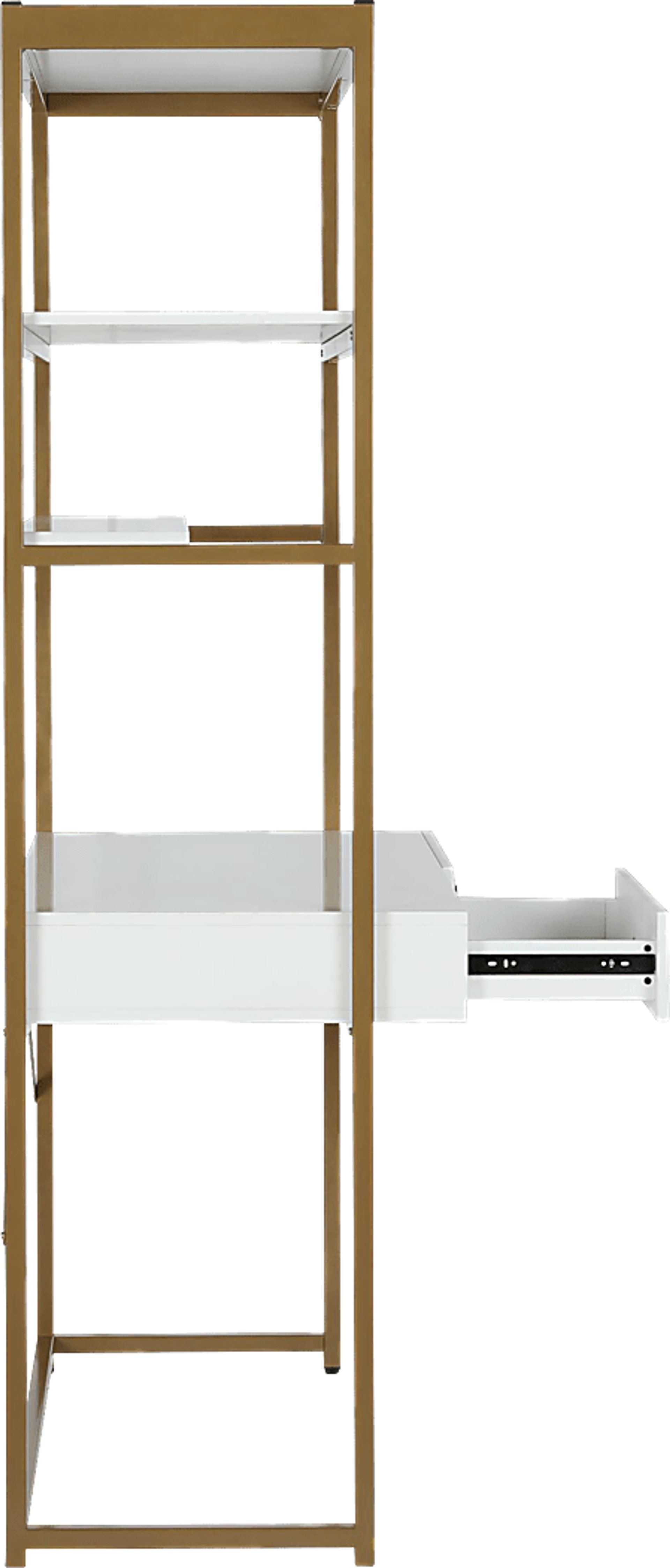 CosmoLiving Billie Metal Desk Etagere White and Gold - Image 5