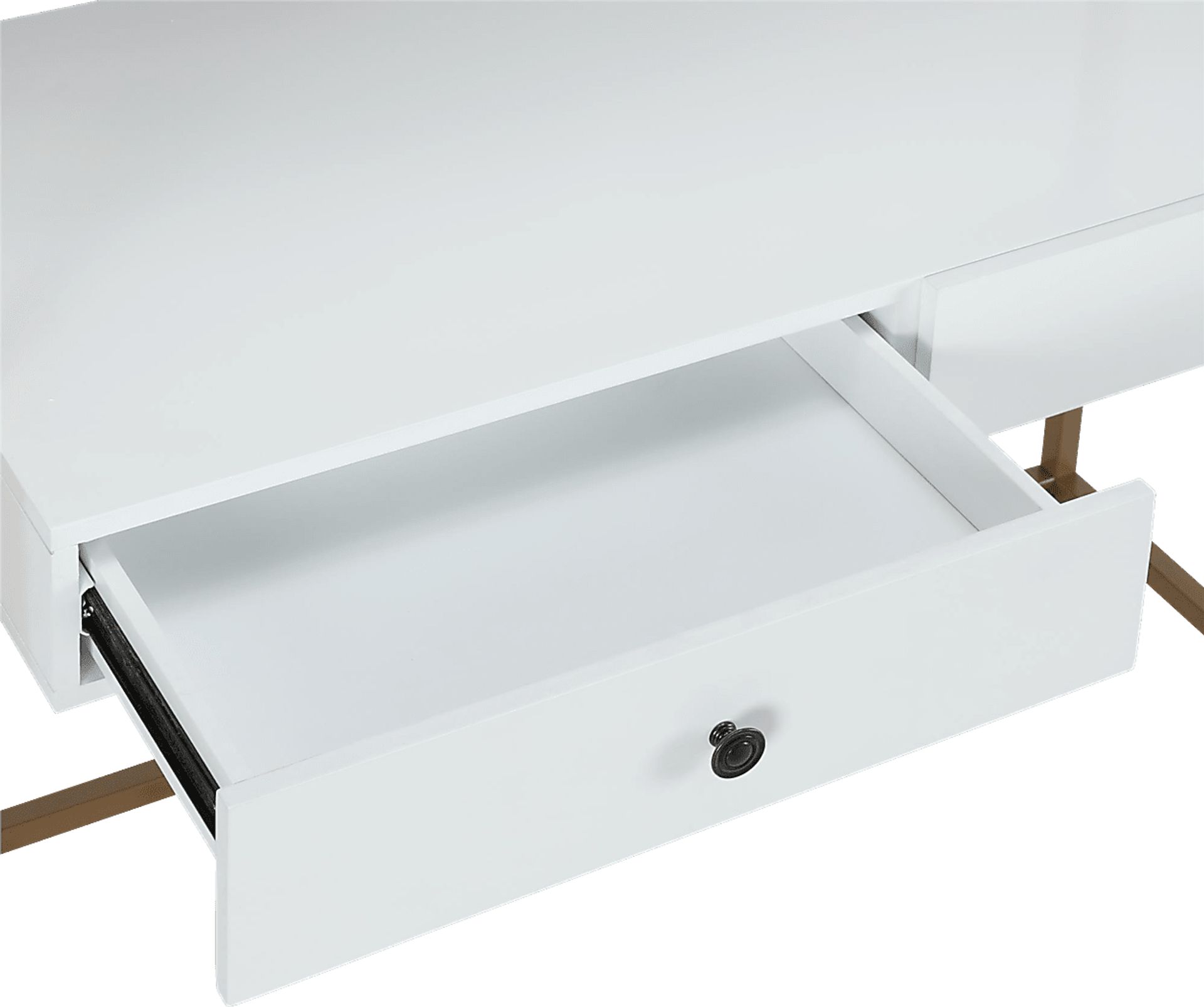 CosmoLiving Billie Metal Desk Etagere White and Gold - Image 6