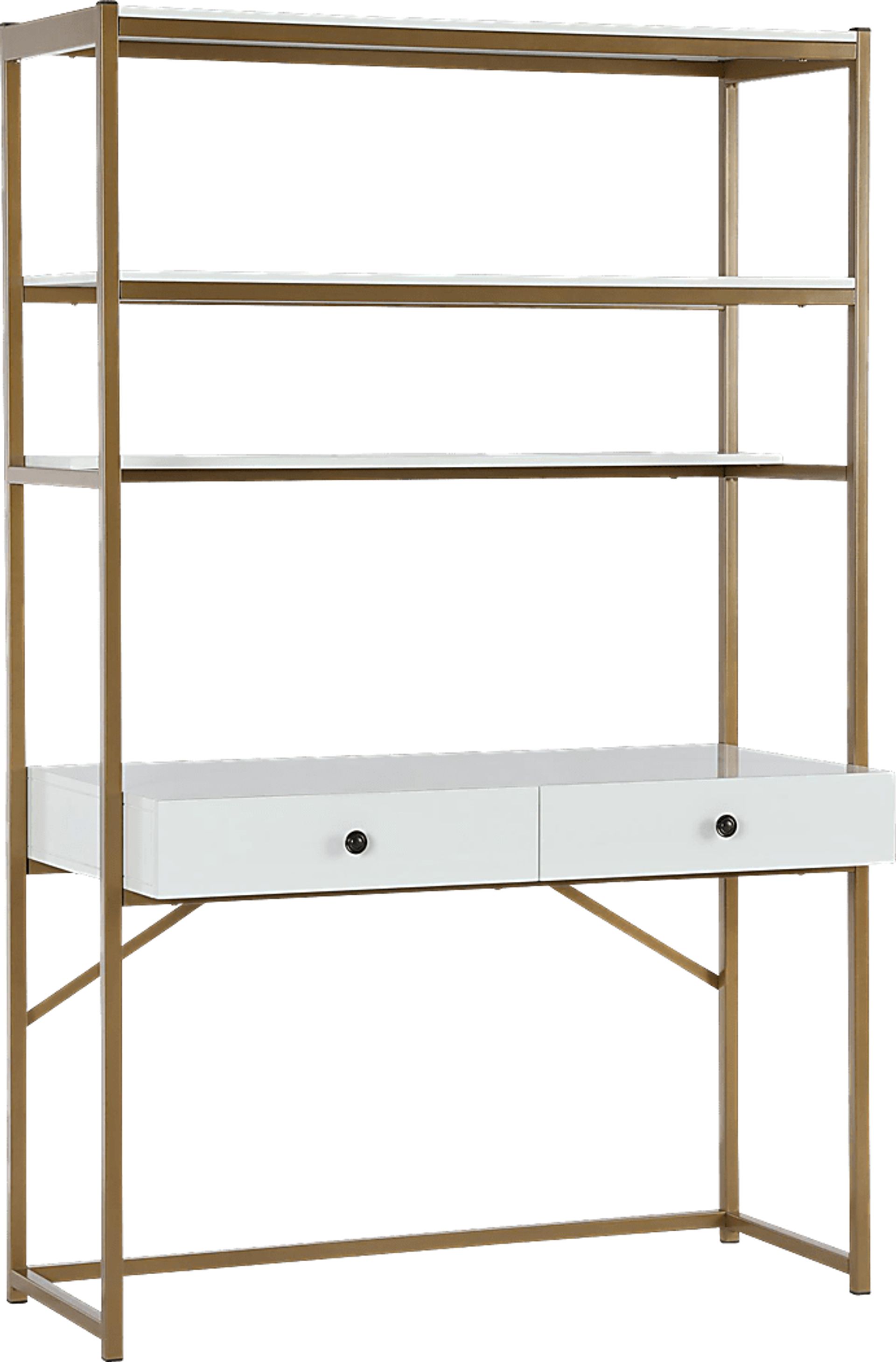 CosmoLiving Billie Metal Desk Etagere White and Gold - Image 1