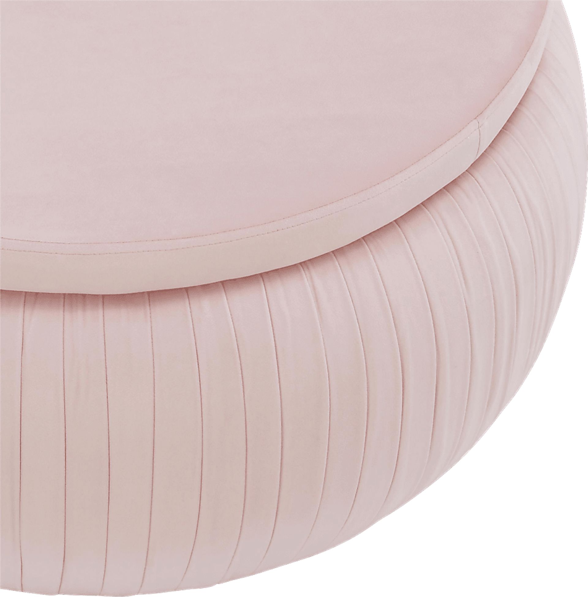 CosmoLiving Pleated Sapphire Round Velvet Storage Ottoman Pink - Image 4