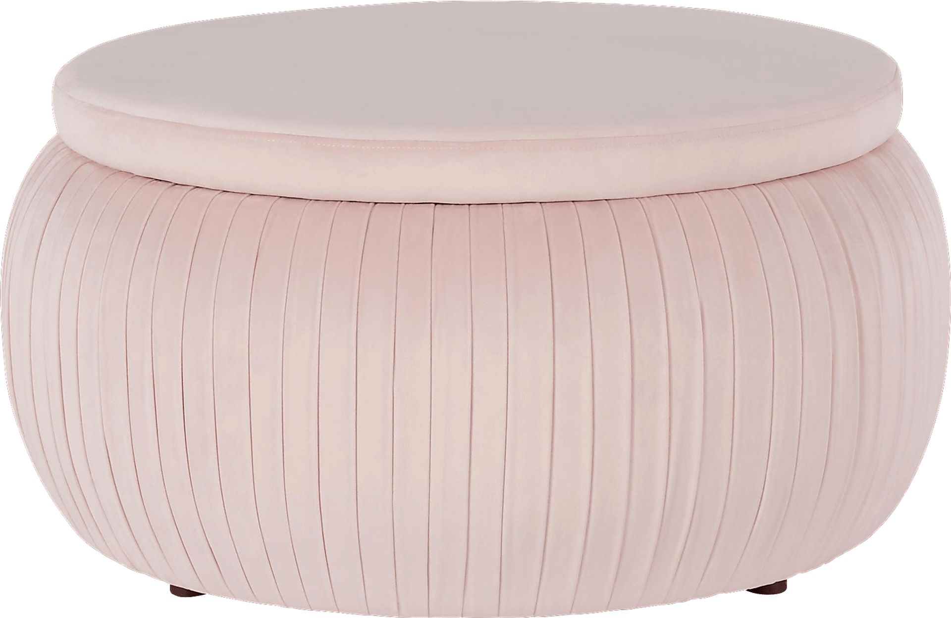 CosmoLiving Pleated Sapphire Round Velvet Storage Ottoman Pink - Image 1