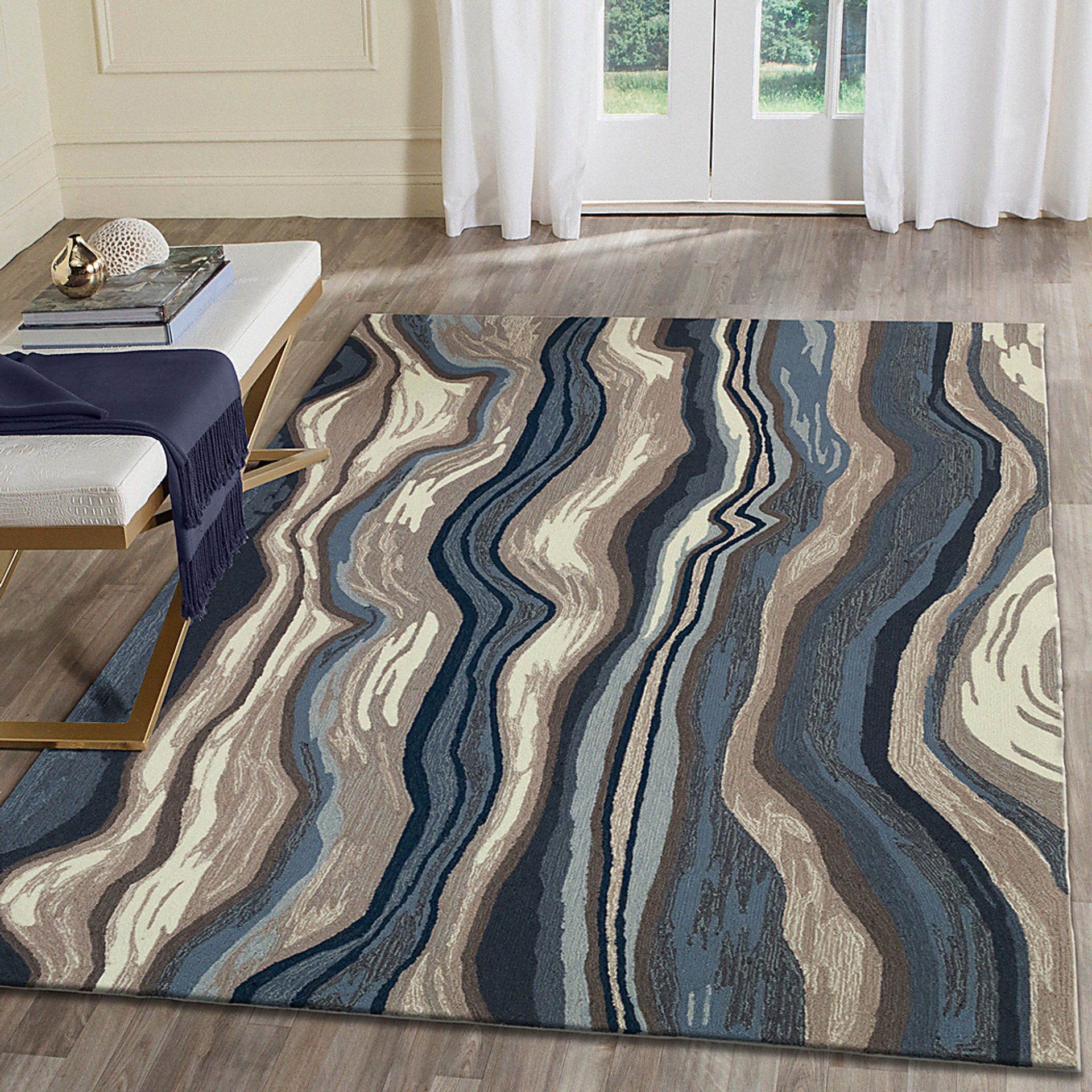 Cossuf Blue 5' x 7'6 Indoor/Outdoor Rug - Image 3