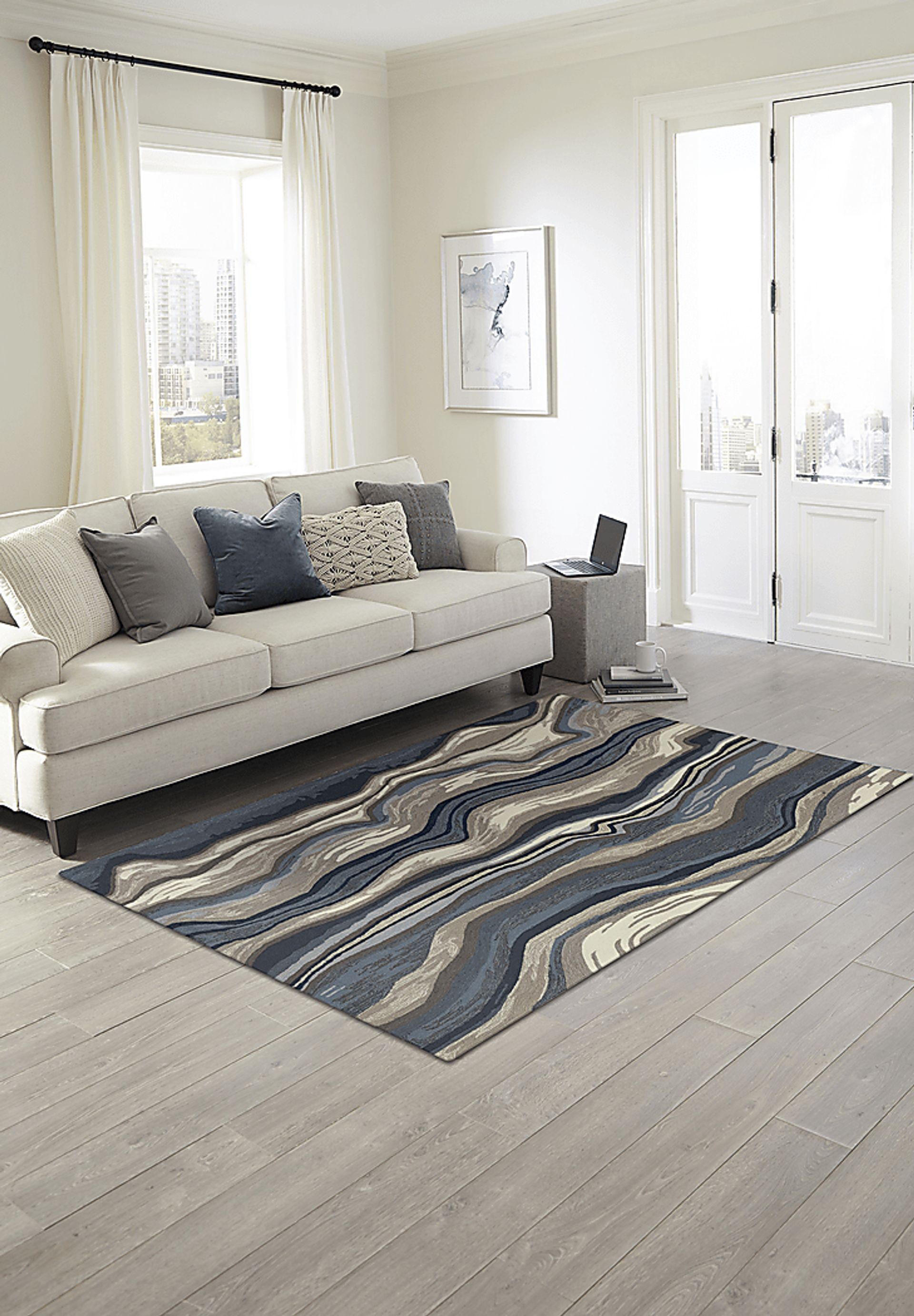 Cossuf Blue 5' x 7'6 Indoor/Outdoor Rug - Image 5