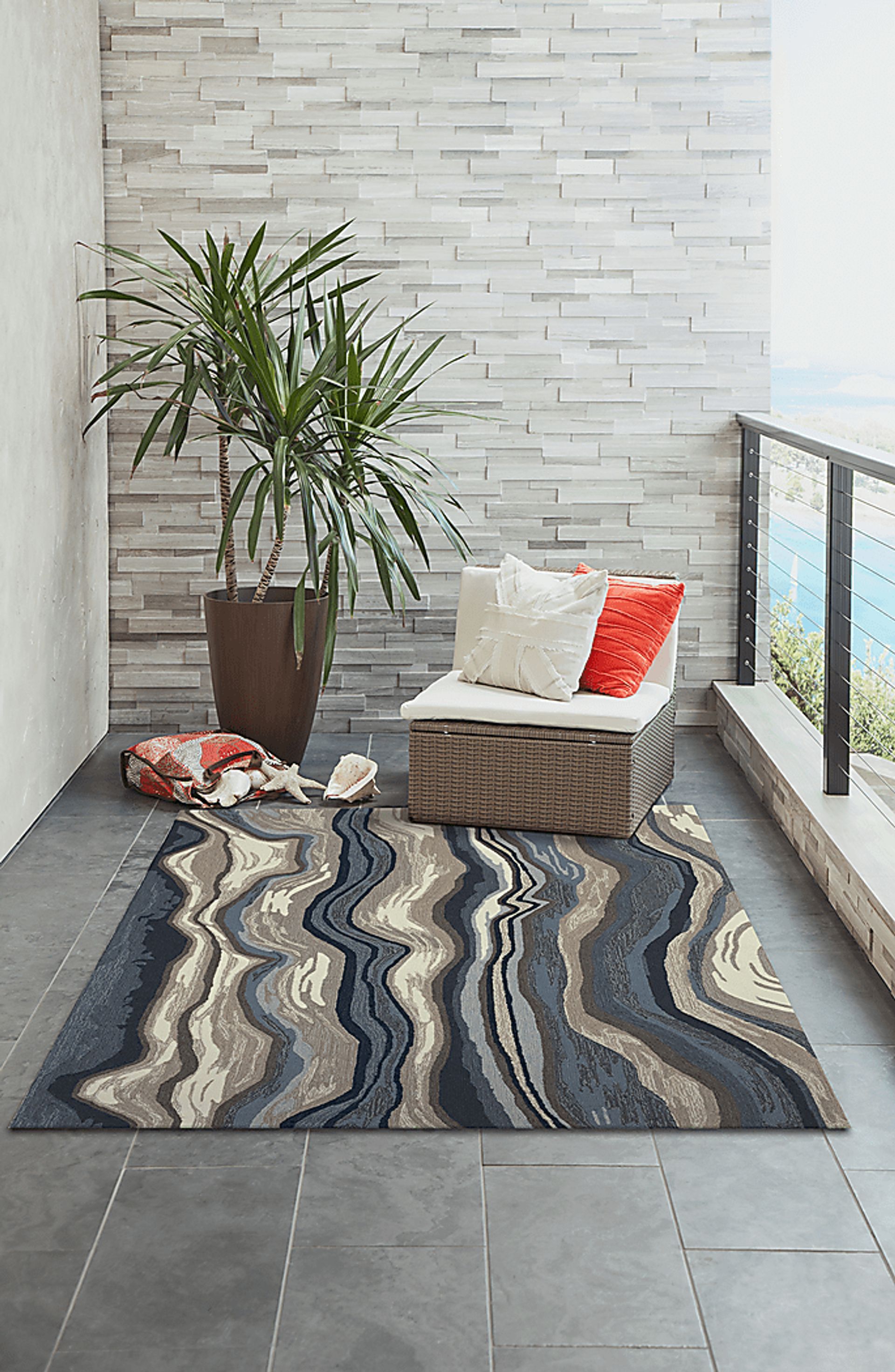 Cossuf Blue 7'6 x 9'6 Indoor/Outdoor Rug - Image 4