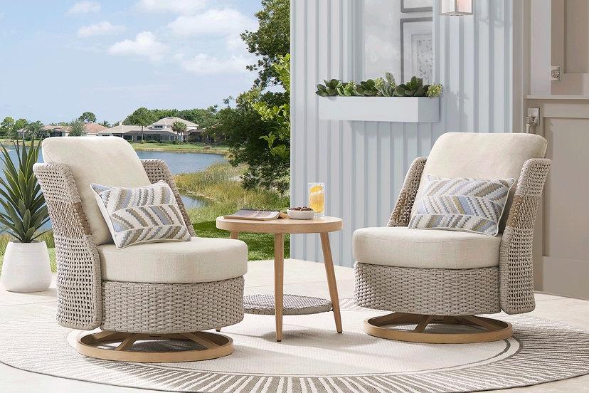 Costa Mesa Natural 3 Pc Outdoor Chat Set