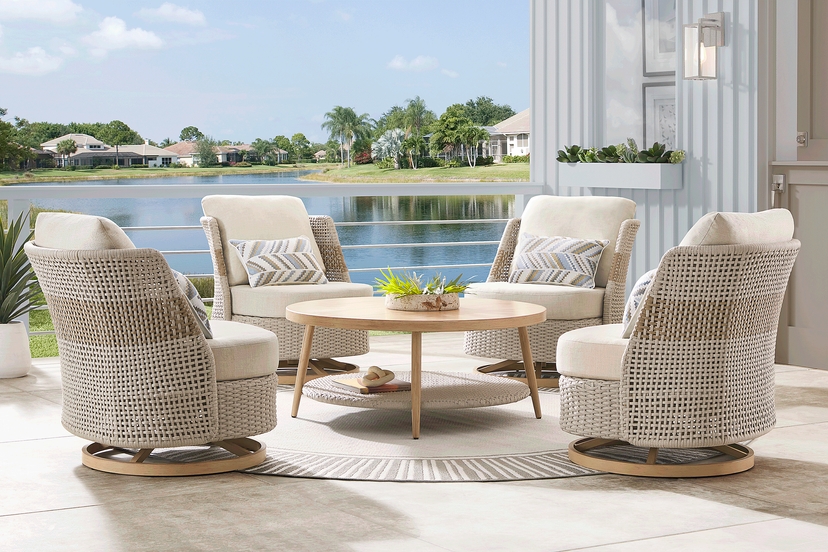Costa Mesa Natural 4 Pc Outdoor Chat Set