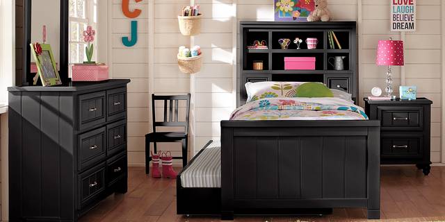 Cottage Colors Black 5 Pc Full Bookcase Bedroom - Thumbnail - Image 1