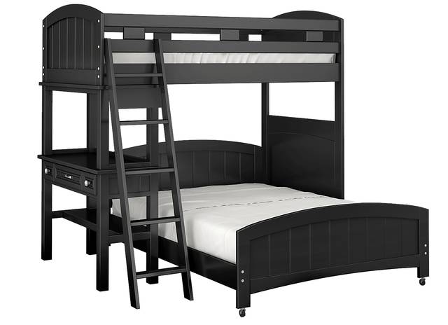 Kids Cottage Colors Black Twin/Full Loft Bunk Bed with Desk - Thumbnail - Image 1