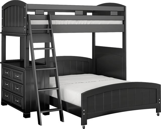 Kids Cottage Colors Black Twin/Full Loft Bunk Bed with Dresser - Thumbnail - Image 1