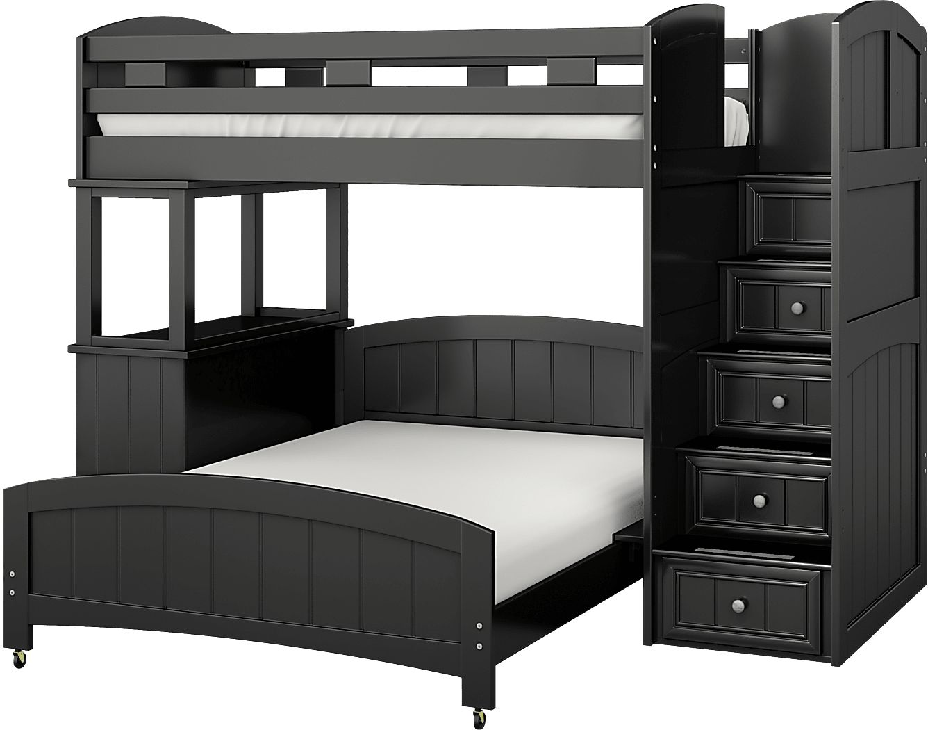 Kids Cottage Colors Black Twin/Full Step Loft with Dresser