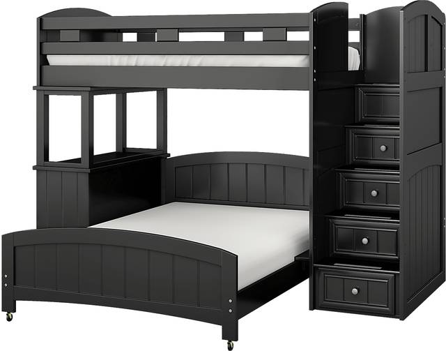 Kids Cottage Colors Black Twin/Full Step Bunk with Dresser - Thumbnail - Image 1