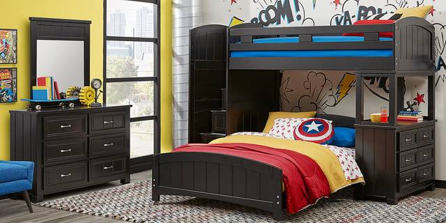 Kids Cottage Colors Black Twin/Full Step Bunk with Dresser - Thumbnail - Image 2