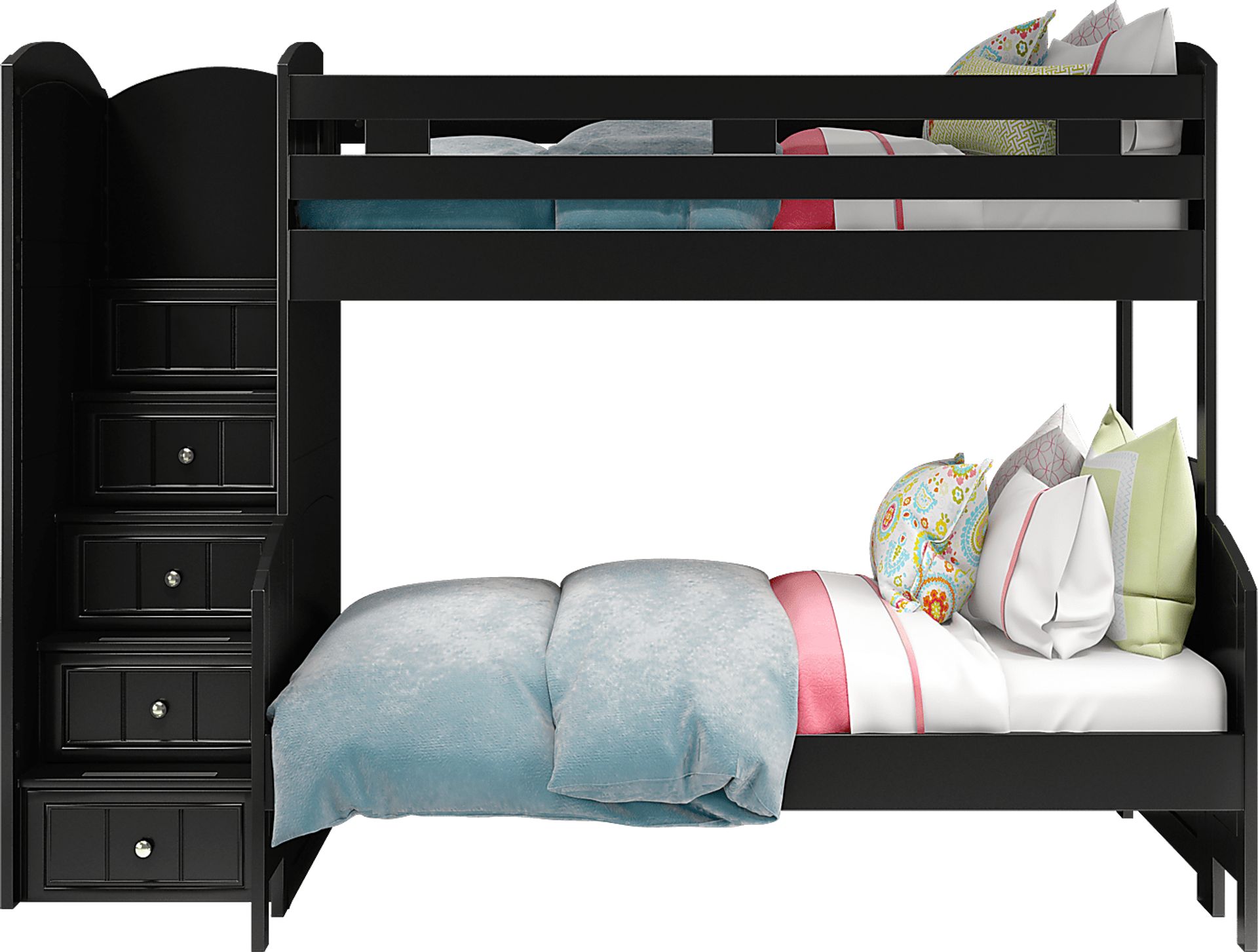 Kids Cottage Colors Black Twin/Full Step Bunk - Image 3