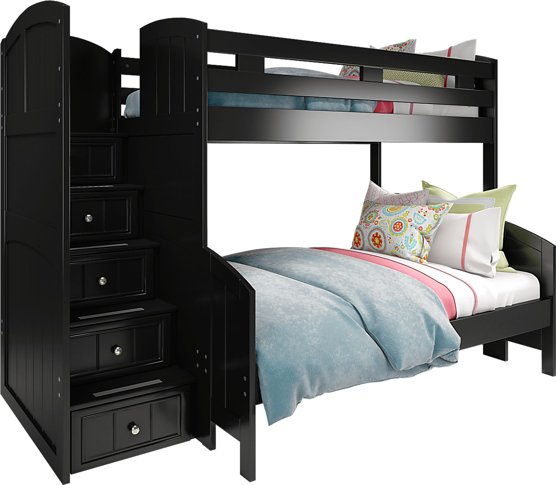 Kids Cottage Colors Black Twin/Full Step Bunk - Image 1