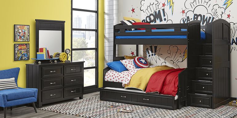 Kids Cottage Colors Black Twin/Full Step Bunk